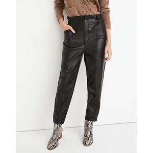 Madewell Womens Size‎ 00 Vegan Leather Pull-On Paperbag Pants Black Military